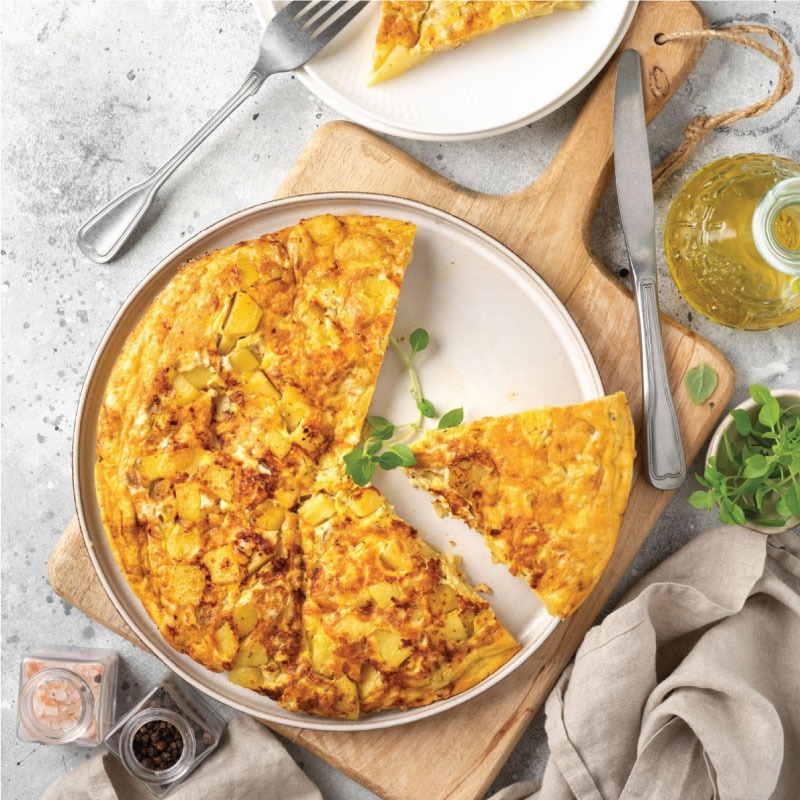 Frittata or potato pie in a ceramic plate